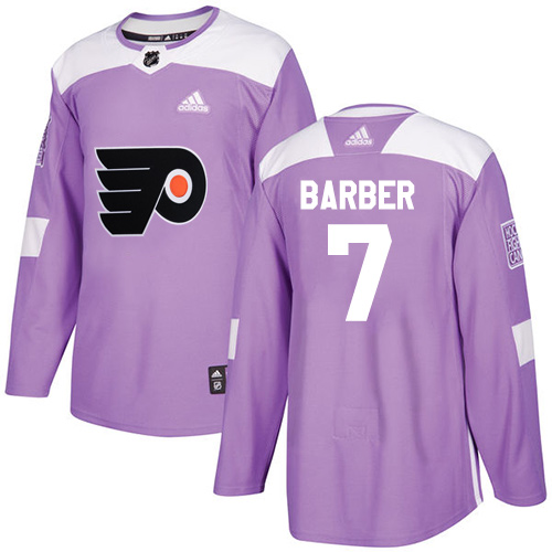 Adidas Flyers #7 Bill Barber Purple Authentic Fights Cancer Stitched Youth NHL Jersey